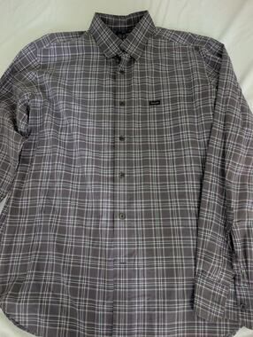Faconnable Club 100% cotton Button Down Dress Shirt Mens L Multicolor Plaid